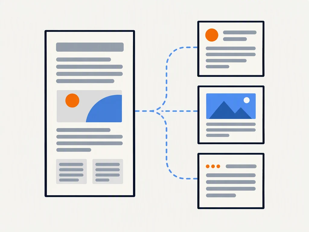One long article being cut into short posts for different channels