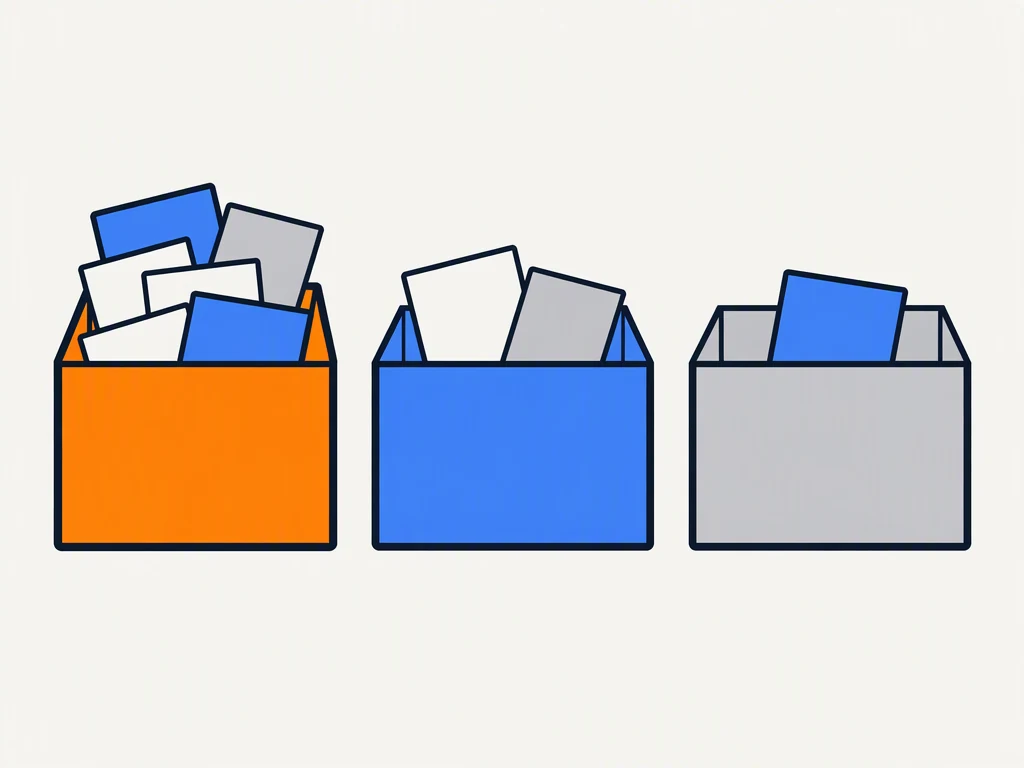 Three labelled containers sorting findings into fix now, plan and drop