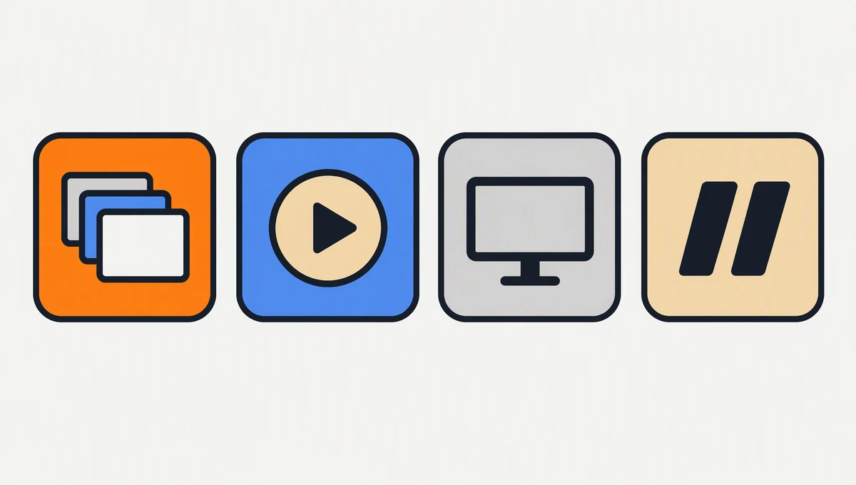 Four content formats compared as simple abstract shapes in a row